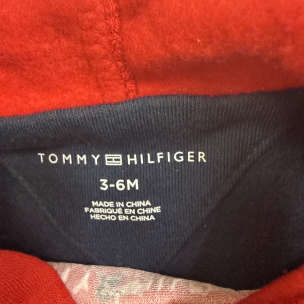 Tommy Hilfiger Jogger Set Boys 3-6 Months Navy Blue With Red Hooded With Pockets - Picture 9 of 10